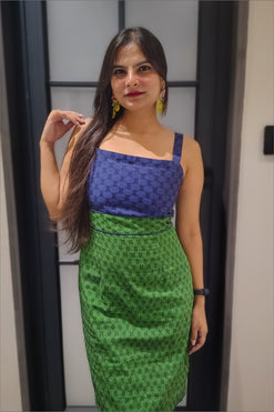 Chaitasri Handloom Green and Blue Dress