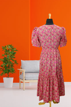 Bagru Print Dress Fabric: Cambric Cotton