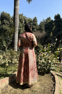 Tie Dye Print Long Dress Fabric: Lurex Organza