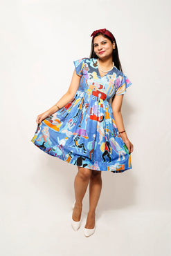 Short Dress with Overlap Yoke