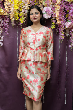 Tussar Silk Peplum Top with Skirt