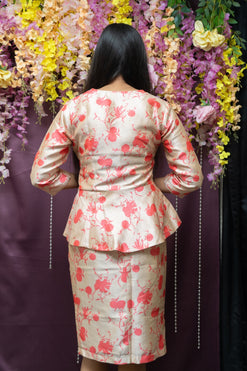 Tussar Silk Peplum Top with Skirt