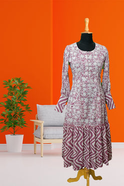 Bagru Print Dress Fabric: Cambric Cotton