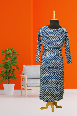 Bagru Print Kurti  Blue Fabric: Cambric Cotton