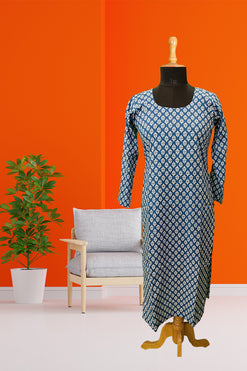 Bagru Print Kurti  Blue Fabric: Cambric Cotton