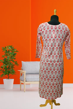 Bagru Print Kurti  Red Fabric: Cambric Cotton