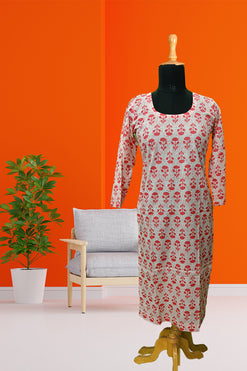 Bagru Print Kurti  Red Fabric: Cambric Cotton