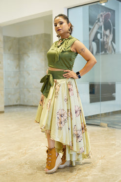 Box Pleated Skirt-Colour: Colour Printed