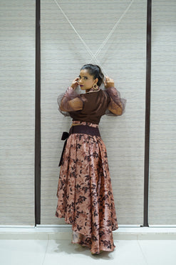 Box Pleated Skirt-Colour:Chocolate Brown
