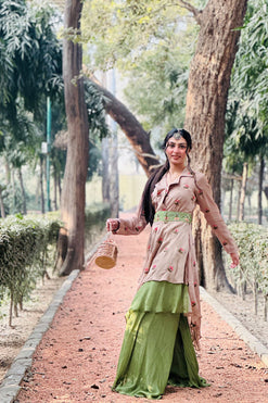 Palazzo Set for Mehandi Occasion Fabric: Chinon Crape