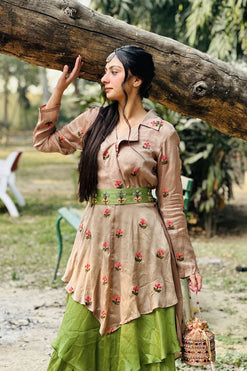 Palazzo Set for Mehandi Occasion Fabric: Chinon Crape