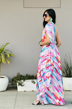 Printed One Shoulder Kaftan Fabric: Satin