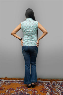 Chaitasri Cambric Cotton Printed Sleeveless Shirt