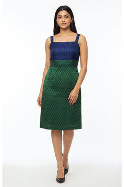 Cotton Handloom Green Blue Dress