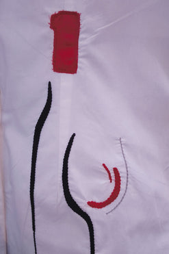 Cotton Poplin Cotton Shirt with Modern Style Patch and Thread Work