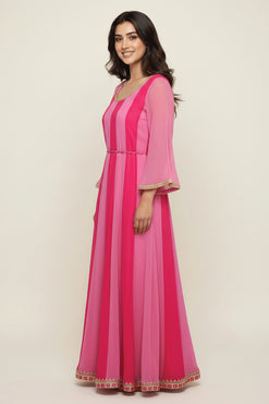 Chinon Crepe Dual Tone Pink Gown