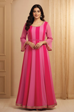 Chinon Crepe Dual Tone Pink Gown