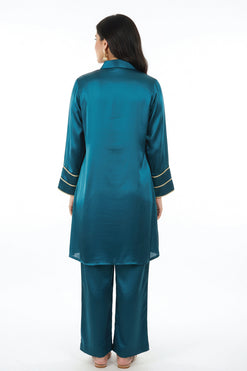 Sheen Organza Deep Pink and Deep Green Co-Ord Set