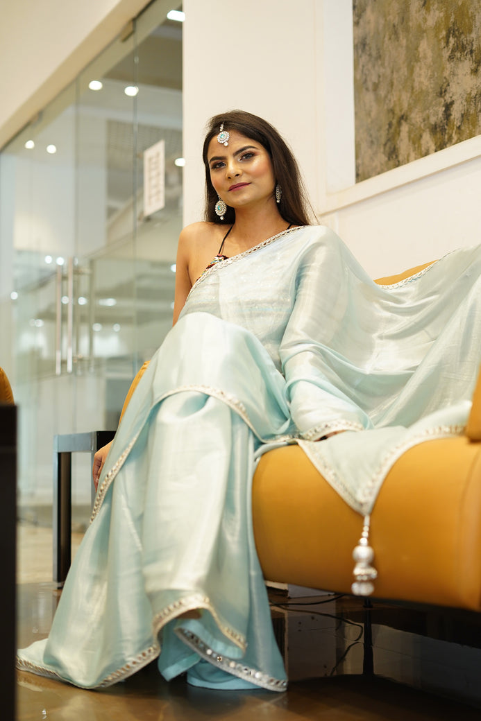 Reeva Blue Bandhani Saree – Pratibha Sarees