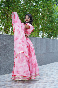 Elegant Skirt Crop Top With Dupatta-Colour:Tie Dye