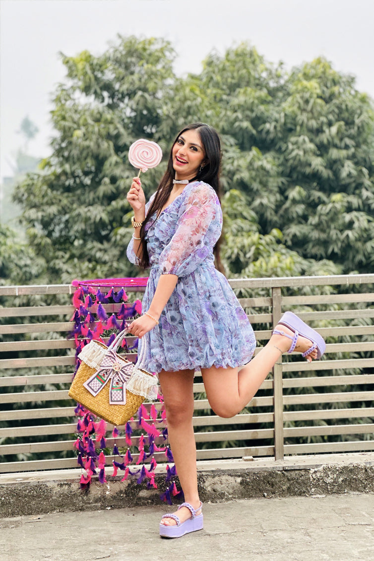 organza short dress for women Women's Macy A-line Short Sleeved Organza Mini Dress S/M/L/XL Pink/Blue MEAN BLVD S / Blue